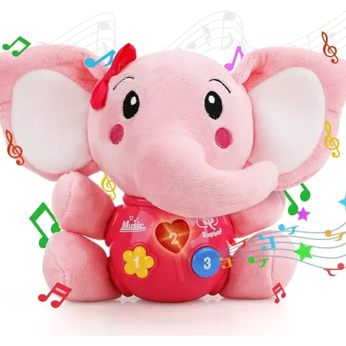 STEAM Life Baby Girl Toys 0-6 Months Baby Boy Infant Girls Gifts Musical Toys for Newborn Girl Toys 0-3 Month Plush Elephant Toy Infant Toys 6-12 Months Newborn Baby Easter Gifts for Girls
