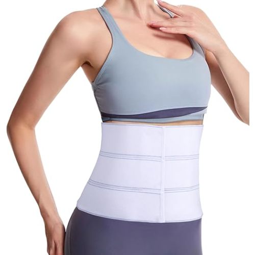 Cozyhealth Elastic Universal Post Surgery Abdominal Binder Lower Waist Support Belt, Wide Belly Girdle Postpartum Stomach Surgical Compression Belly Band for Men and Women (3 Panel - 9", Large)