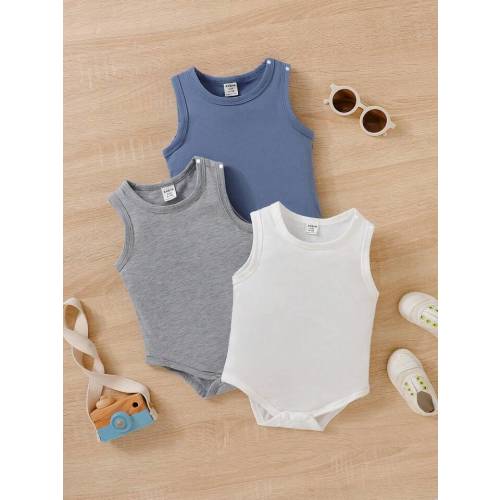 Baby Boy 3pcs Solid Tank Bodysuit | SHEIN USA