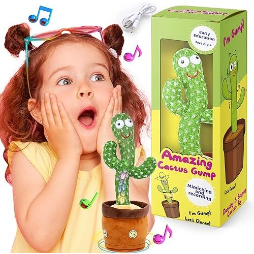 Mimoji Dancing Cactus, Talking Cactus Toy for Baby Cactus Toy Mimic with 60 Popular Songs (Rechargeable)