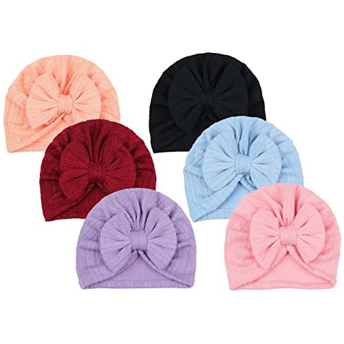 QandSweet 0-24 Months Newborn Girls' Hats Cotton and Linen Cap Infant Big Bow Hat Baby Shower