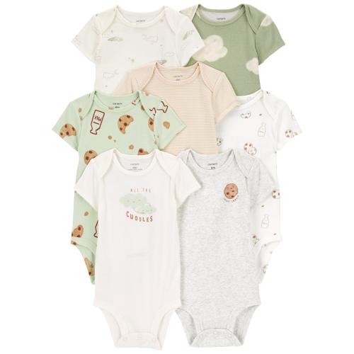 Baby 7-Pack Milk & Cookies Short-Sleeve Bodysuits - Style,Multi