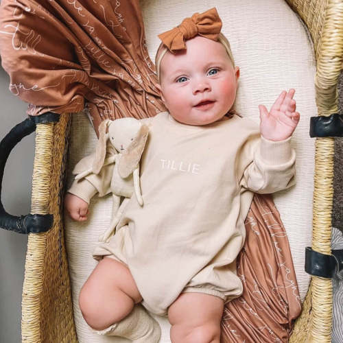 Personalized Sweatshirt Bubble Romper | Solid