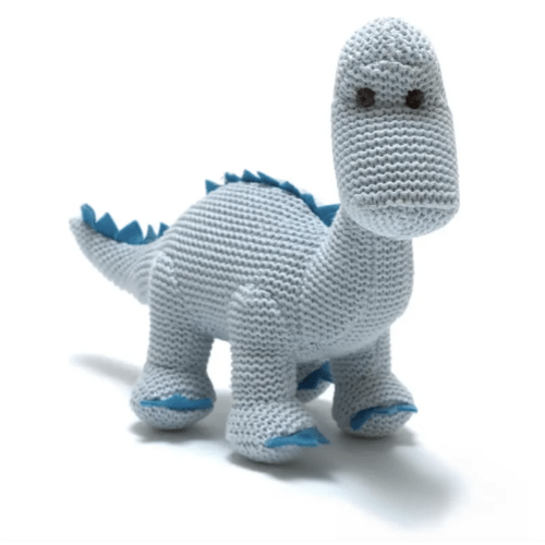 (Color: Blue) Organic Diplodocus Dinosaur Rattle