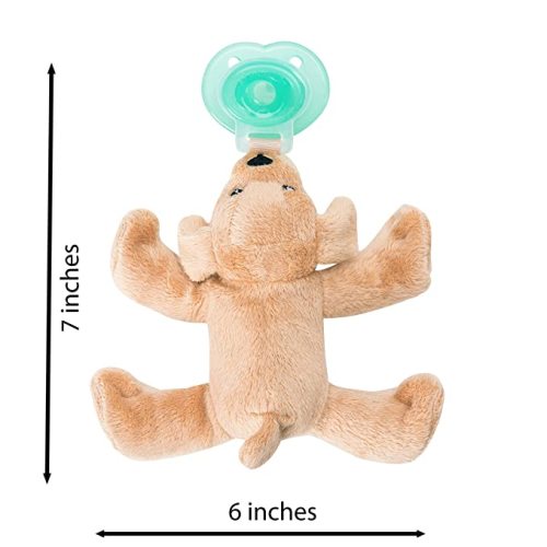 Nookums Paci-Plushies Buddies - Retriever Pacifier Holder - Adapts to Name Brand Pacifiers, Suitable for All Ages, Plush Toy Includes Detachable Pacifier - Rufus the Retriever