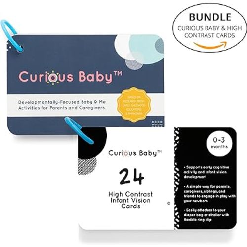 Curious Baby Activity Cards and High Contrast Infant Vision Cards Bundle