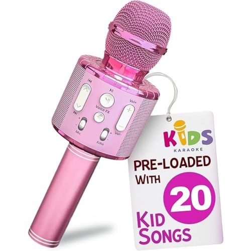 Move2Play, Kids Karaoke Microphone | Includes Pre-Loaded Songs & Bluetooth | Kids Birthday & Easter Gift | Toy for All Ages 2, 3, 4, 5, 6+ Year Old Girls, Boys & Toddlers