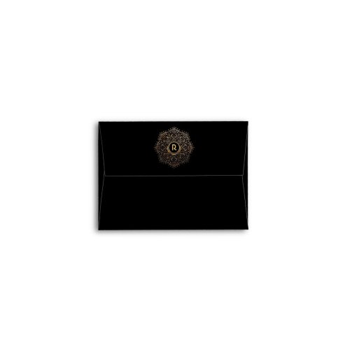 Elegant Monogram Boho Black Gold Foil Mandala 5x7 Envelope | Zazzle.com