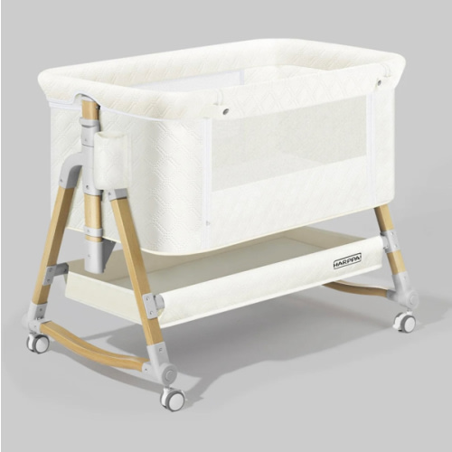 HARPPA Cuddly 3-in-1 Baby Bassinet Bedside Sleeper for Reflux | Attaches to Bed, Adjustable 5 Heights, Non-Toxic & CPSC Certified | Sturdy Aluminum Frame, Portable Wheels, Tool-Free Setup, Gentle Rocking | Perfect for Newborns, Infants, Small Spaces & Saf