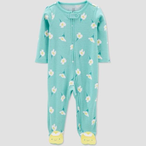 Baby Girls' Floral Bee Footed Pajamas - Just One You® made by carter's Blue
