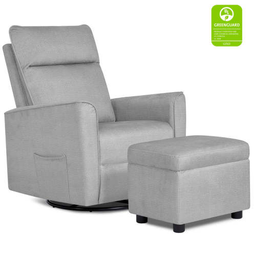 Evolur Aria Swivel Glider with Ottoman in Earl Grey