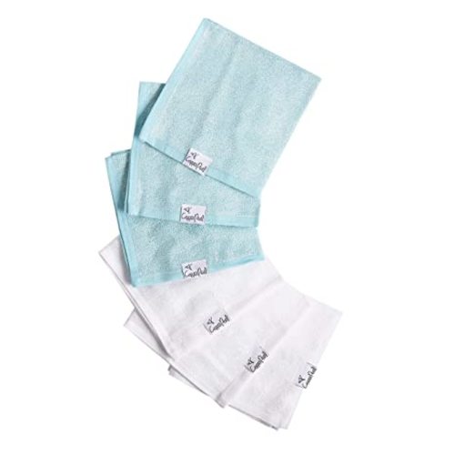 6 Ultra Soft Baby Bath Washcloths Premium Large Soft"Sonny" (Blue/White) 11" x 11" Towels by Copper Pearl