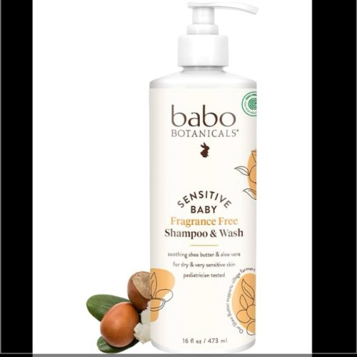 Babo Botanicals Sensitive Baby Fragrance-Free 2-in-1 Shampoo & Wash - Shea Butter, Calendula & Aloe Vera - EWG Verified - Cruelty-Free - Vegan - Pediatrician Tested - For Babies & Kids