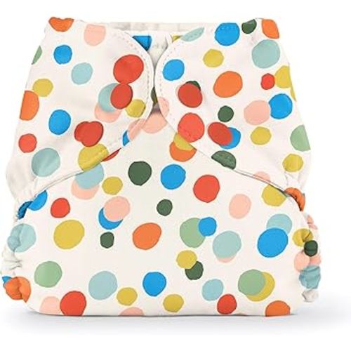 Esembly Cloth Diaper Cover - Reusable Swim Diaper, Waterproof, Breathable - Adjustable Outer Layer Over Absorbent Inner for Blowout Protection - Funfetti, Size 1 (7-17lbs)