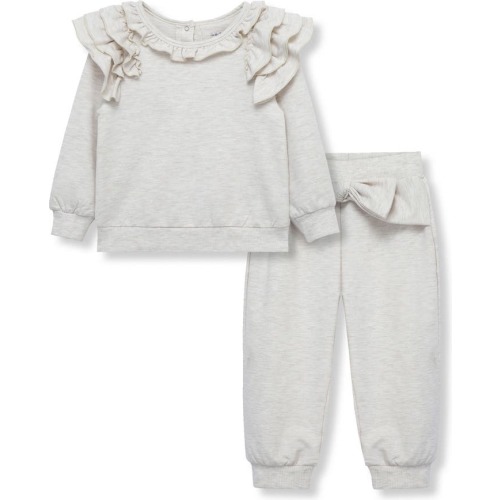 Baby Ruffle Long Sleeve Top & Joggers Set, 12M, Oatmeal