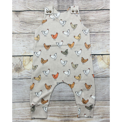 Chickens Farm Animals Print Organic Baby Romper, Harem Romper, Trendy Baby, Gender Neutral, Toddler Romper, Baby Shower Gift, Chickens Theme