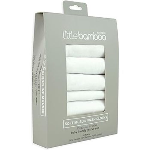 Little Bamboo Muslin Baby Face Washer Cloths 6 Pack - Whisper : Amazon.com.au: Baby