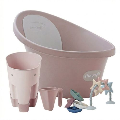 Shnuggle Newborn Bundle: Baby Bath & Accessories Bundle - 5-Piece Set | Cozy Support, Easy Cleanup & Sensory Fun Blossom