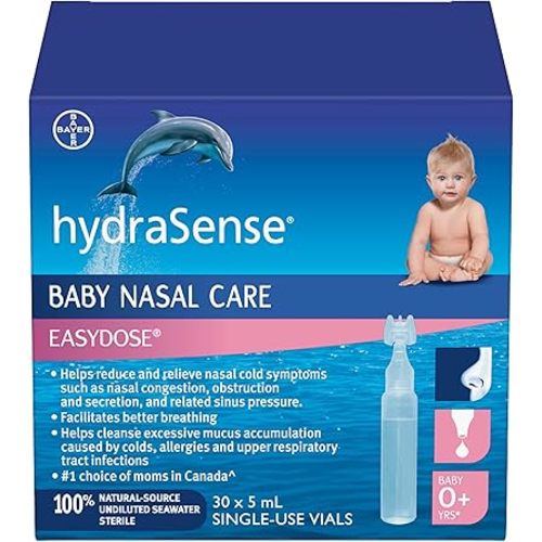 hydraSense EasyDose, Baby Nasal Care, Gently Relieves Congestion in Babies, Non-Medicated, 100% Natural Source Seawater, Preservative-Free, Sterile, 30 count