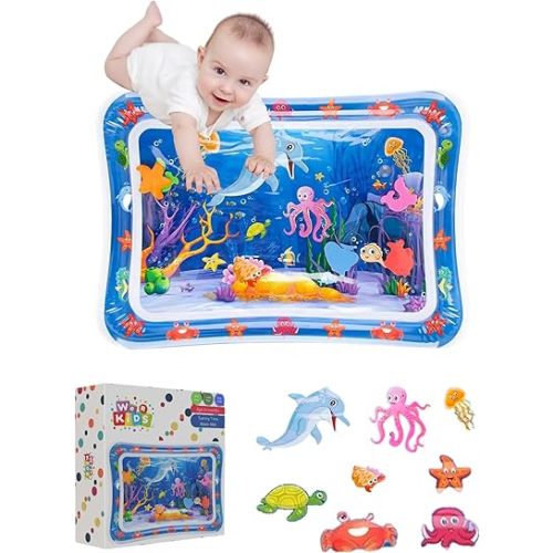 Baby Toys: Tummy time mat with Vibrant Colors for Baby 0 6 9 12 18 Month Old | Inflatable Tummy time Water Play mat Supports Sensory Development, Strengthen Muscles