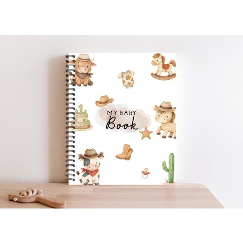 Baby Book, Baby Books, Baby Shower, Baby Album, Baby Journal, Baby Gift, Mother, Gift, Pregnancy Gift, Cowboy Decor, Baby Boy, BB91