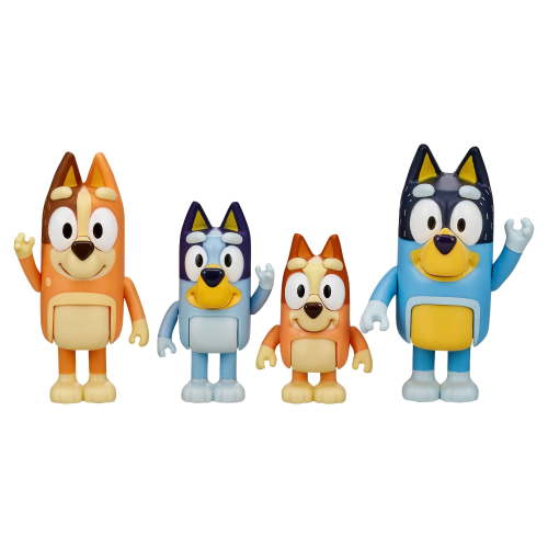 Bluey Family 4-Pack with Mum Dad Bingo, Toys for Kids 3-6 Years
