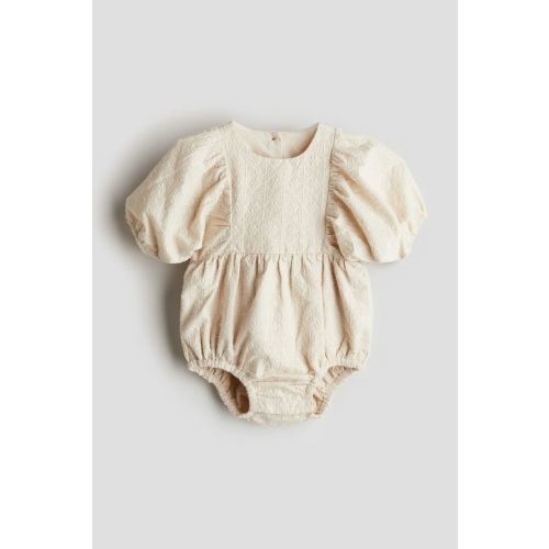 Embroidered Romper Suit, Light beige