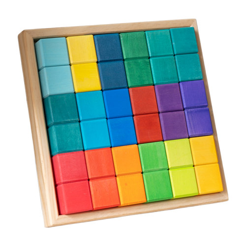 **Pre-order (Ships in 2-3 Weeks)**36 Pcs Stained Rainbow Mosaic Building Blocks – Primary Colors