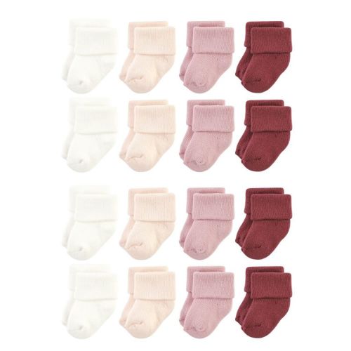 Hudson Baby Cotton Rich Baby Terry Socks 16-pack, Solid Blush Pink, 6-12 Months