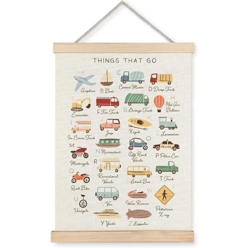 Supwhd Classroom Wall Decor, Vehicle Alphabet Wall Art Poster, Alphabet ABC Educational Poster Wall Art for Toddler Kids Room Playroom Classroom Preschool Decor, 12x16 Inches