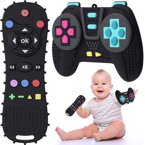Baby Teething Toys Chew Toy,【BPA Free,CPC-Certified】 Silicone Remote Control and Game Controller Teethers for Toddlers, Infants, Boys, Girls, Baby's Christmas Gift