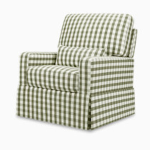 Namesake Crawford Pillowback Comfort Swivel Glider - Moss Green Gingham