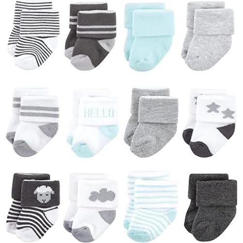 Hudson Baby Baby Girls' Cotton Rich Newborn and Terry Socks