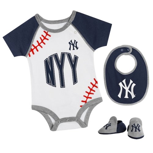 New York Yankees Newborn & Infant Tied Up Bodysuit, Bib & Bootie Set