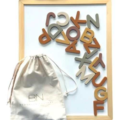 Magnetic Whiteboard 18x14 with Silicone Magnet Letters-Alphabet Magnets-Small Dry Erase Board for Todlers