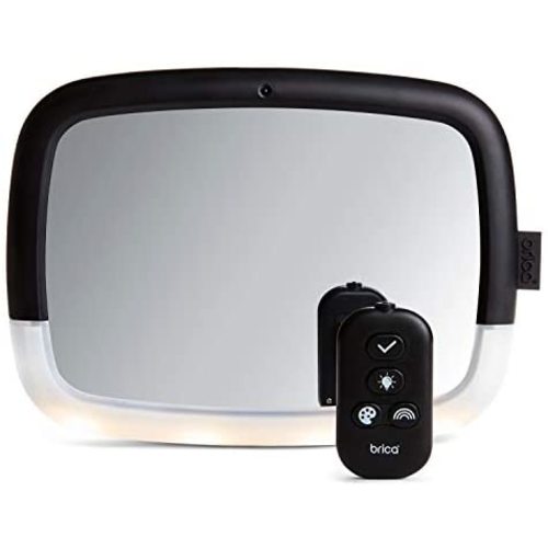 Munchkin Brica Night Light Pivot Baby In-Sight Wide-Angle Adjustable Car Mirror with Glare-free LEDs, Crash Tested & Shatter Resistant, Black