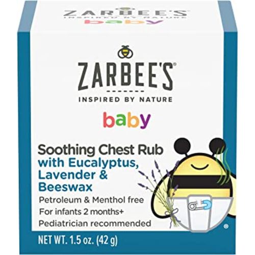 Zarbee's Baby Soothing Chest Rub with Eucalyptus & Lavender, Petroleum-Free Safe and Effective Formula, 1.5 Ounce
