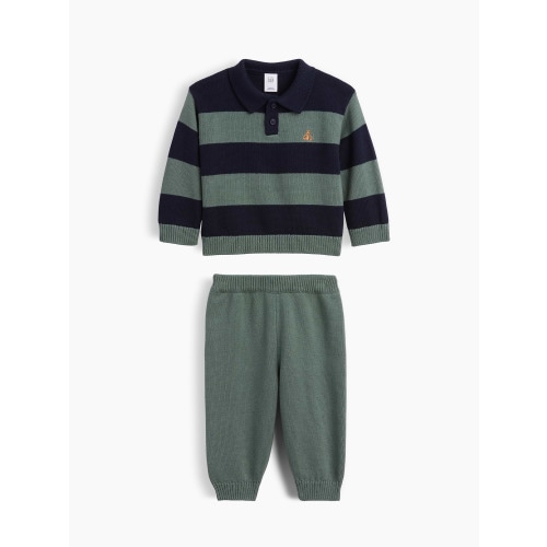 Baby Stripe Polo Sweater Outfit Set