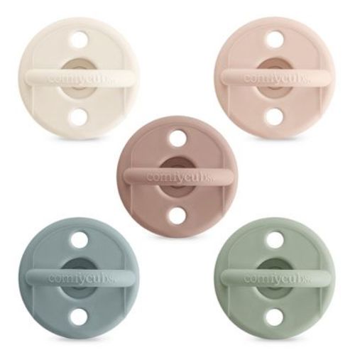 Comfy Cubs Baby Pacifier - Breast-like Nipple Shape - 0+ Months - 5 Pack - 100% Food Grade Silicone