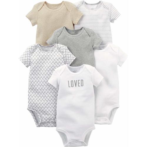 Girls' 6-Pack Neutral Short-Sleeve Bodysuit