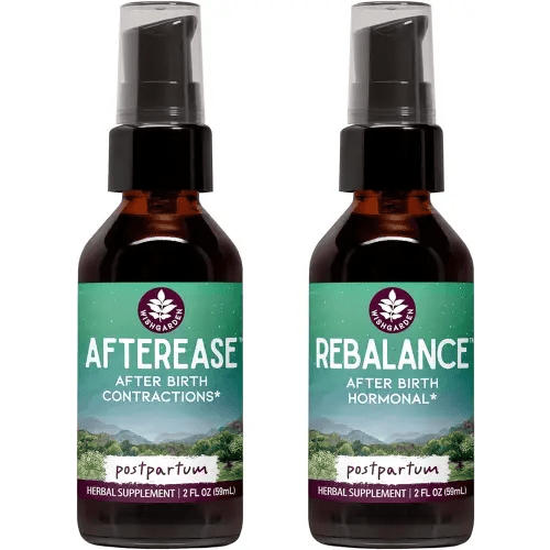 WishGarden AfterEase Postpartum Contraction Drops + ReBalance Postpartum Hormone Level Support (2-2oz Bundle)