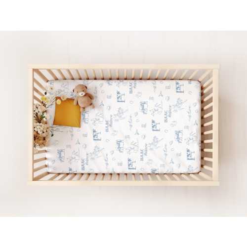 Personalized Western Toile Crib Sheet - Cowboy Nursery Bedding for Baby Boys - Soft & Stretchy Fabric, Custom Baby Gift