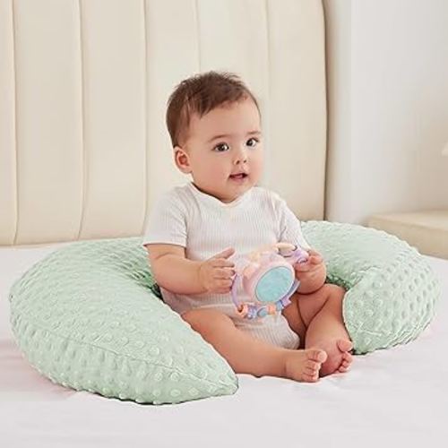 Nursing Pillow for Bottle and Breastfeeding, Ergonomic Comfort Nursing Essentials for Mom and Baby, Feeding Support Pillow with Removable Cover, Easier and Healthier Nursing (Green)