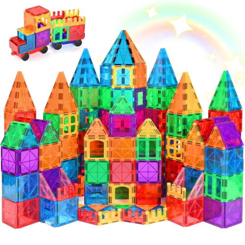 IYHN Magnetic Tiles 102pcs Preschool Learning Sensory Montessori Toys, Educational Toys for Toddlers Kids Ages 3+, 3D Magnet Building Blocks for Boys Girls