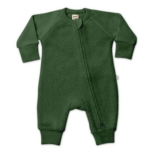 Goumikids Faux Shearling Organic Cotton Bunting One-piece - Spruce 18-24m