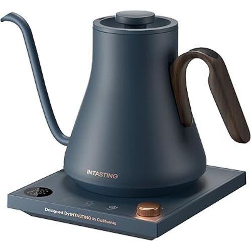 Electric Kettles, INTASTING Gooseneck Electric Kettle, ±1℉ Temperature Control, Stainless Steel Inner, Quick Heating, for Pour Over Coffee, Brew Tea, Boil Hot Water, 0.9L (Navy Blue)