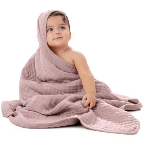 Comfy Cubs Hooded Baby Towels - 6 Layer, 100% Muslin Cotton - Large 32 x 32 Inch - 1-Pack, Sage