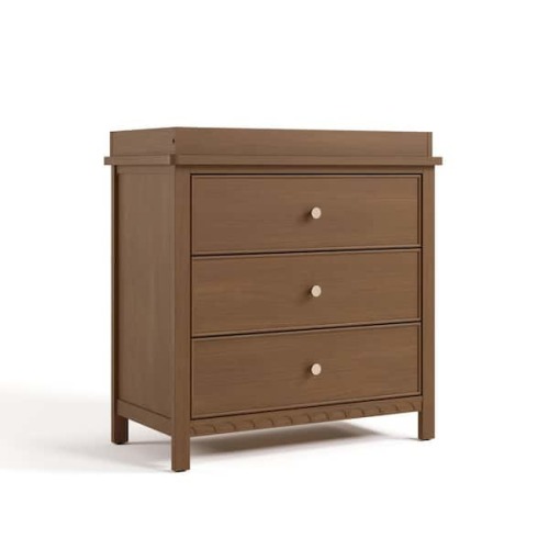 Sasha Frosted Oat 3 Drawer 35.47 in. Wide Dresser with Changing Topper