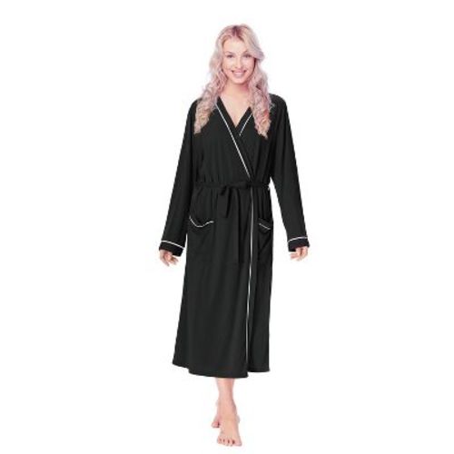 Tirrinia Womens Comfy Lightweight Summer Long Robe, Ultra-Soft Breathable Bathrobe with Pockets, Shawl Collar Women Matching Robes, Gray - X Large