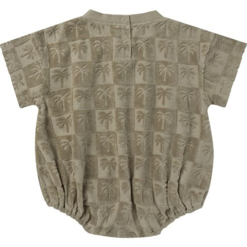 Baby Palm Tree Textured Terry Bubble Romper, 3-6M, Palm-Check